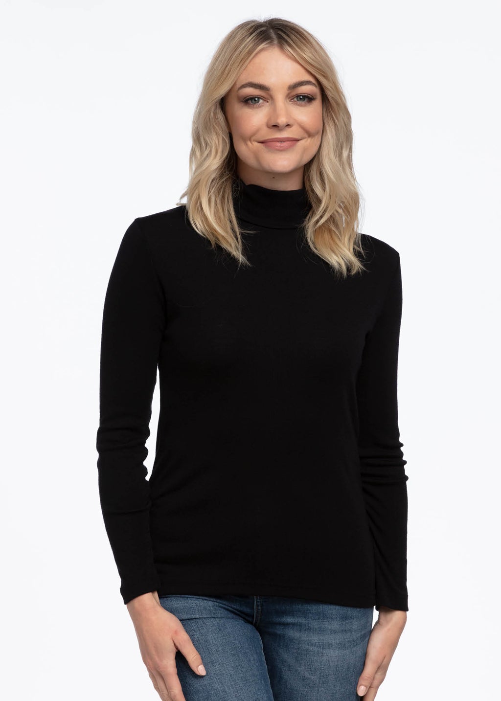 black merino polo neck