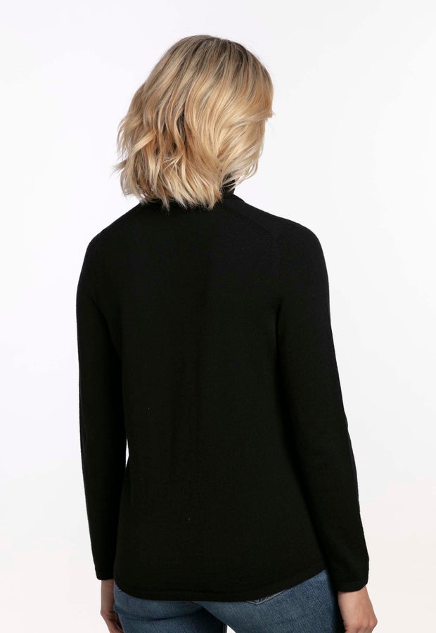 Merino Classic Polo Neck Sweater | Black | Womenswear | The Wool Company