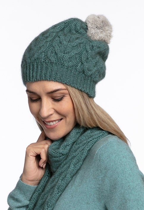 Sage Merino Possum Cable Hat | The Wool Company