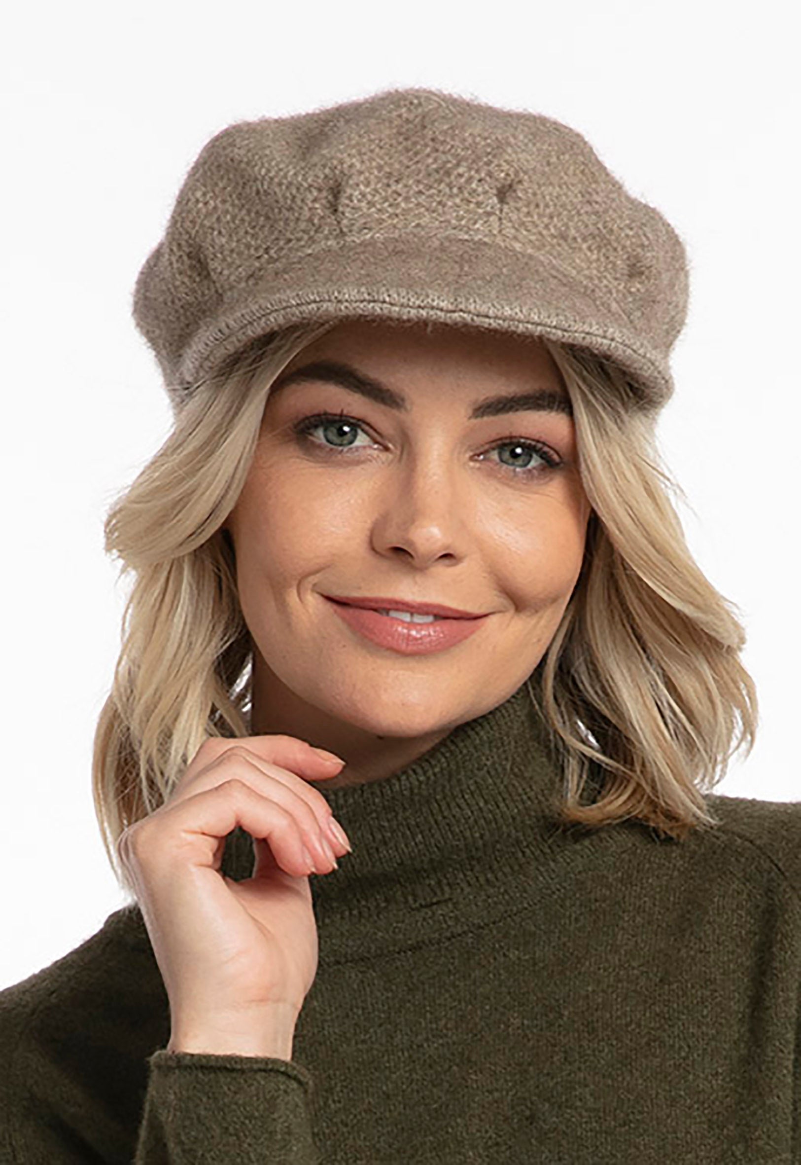 Ladies knitted best sale hat with peak