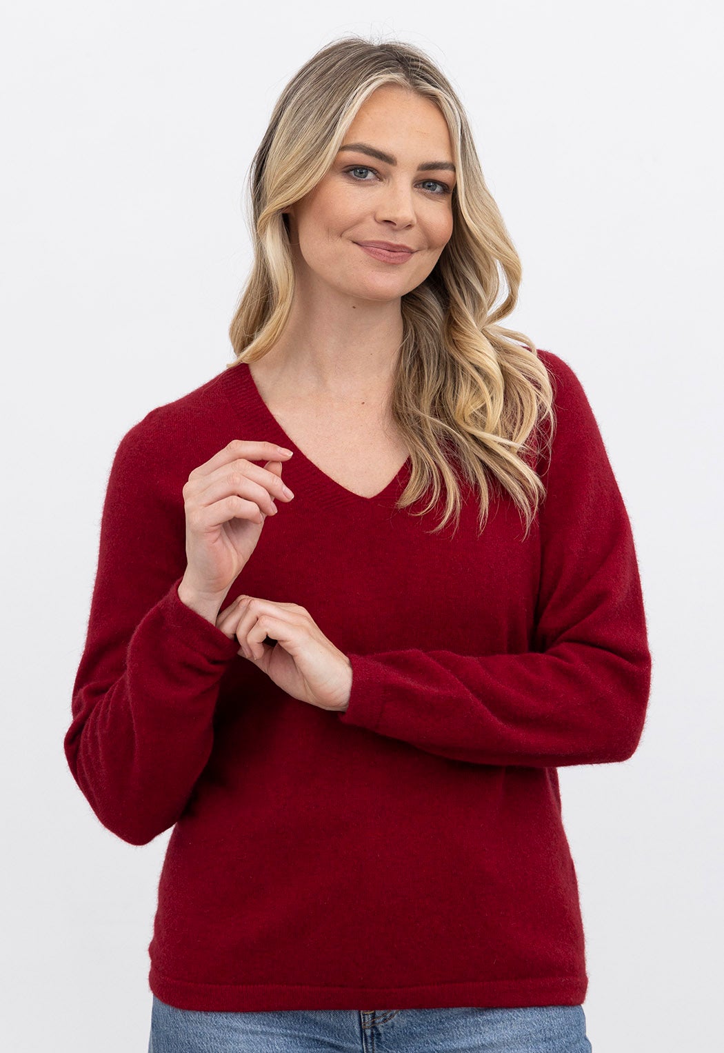 red merino sweater