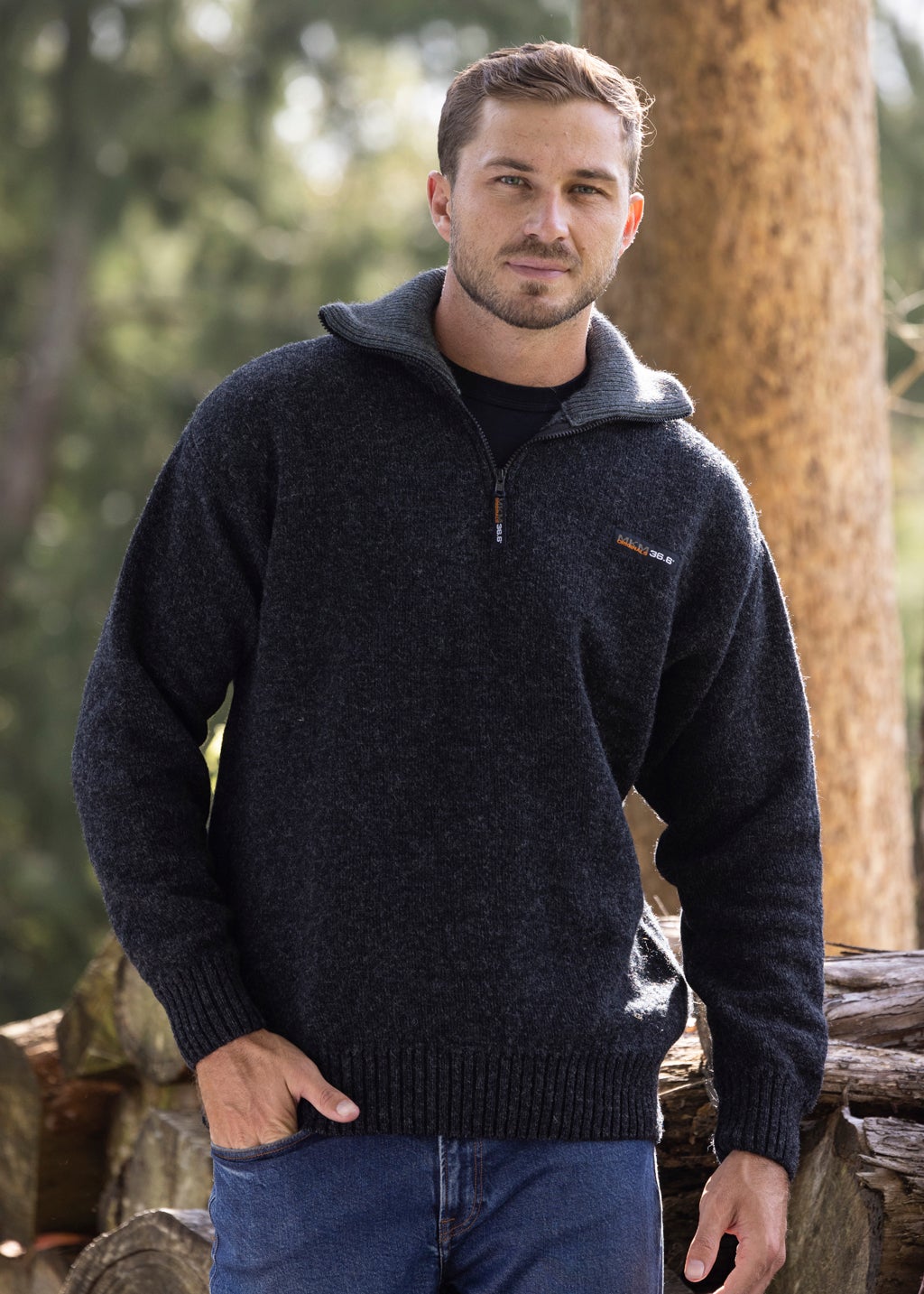 Coal Possum And Wool 36.6 Tasman Sweater The Wool Company